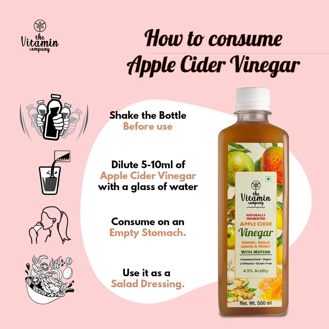 The Vitamin Company - Detox Apple Cider Vinegar Blend β 500ml | With Mother | Weight Loss & Immunity Support