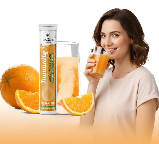 Immunity Booster Tablets 1000mg | Vitamin C & Zinc Effervescent Orange | Strong Immune Support