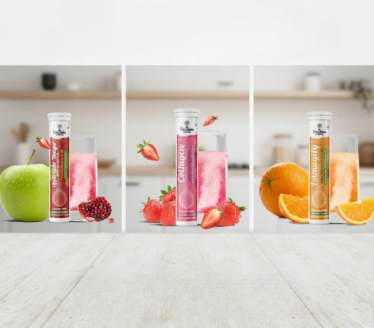 The Vitamin Company - Vitamin Effervescent Tablets Combo Pack – Apple Cider Vinegar (ACV), Collagen, Immunity with Vitamin C & Zinc (Pack of 3)