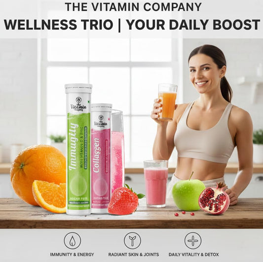 The Vitamin Company - Vitamin Effervescent Tablets Combo Pack – Apple Cider Vinegar (ACV), Collagen, Immunity with Vitamin C & Zinc (Pack of 3)