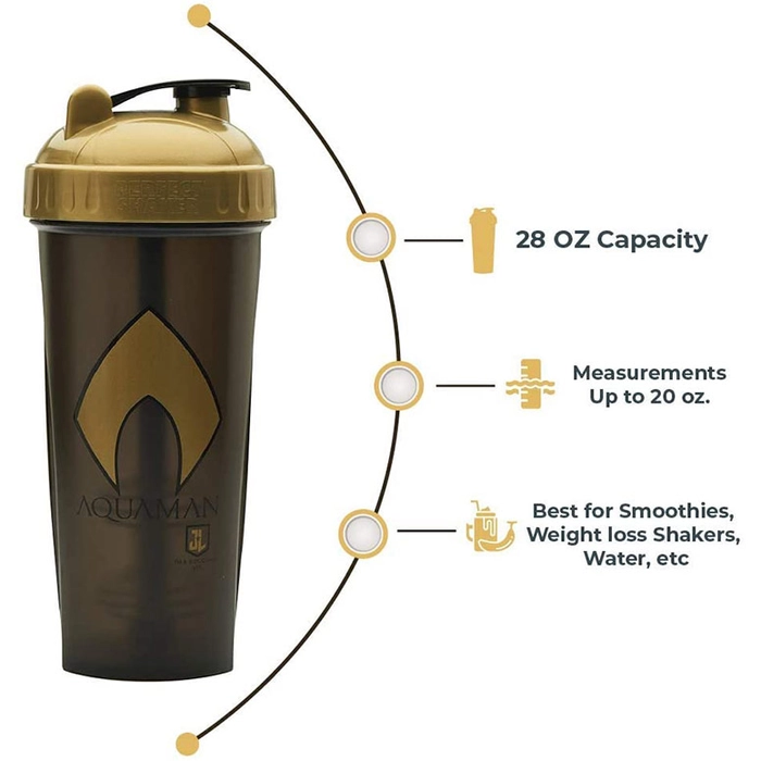 The Vitamin Company 800ml Aquaman Superhero Water Protein Shaker Gym & Sports Bottle