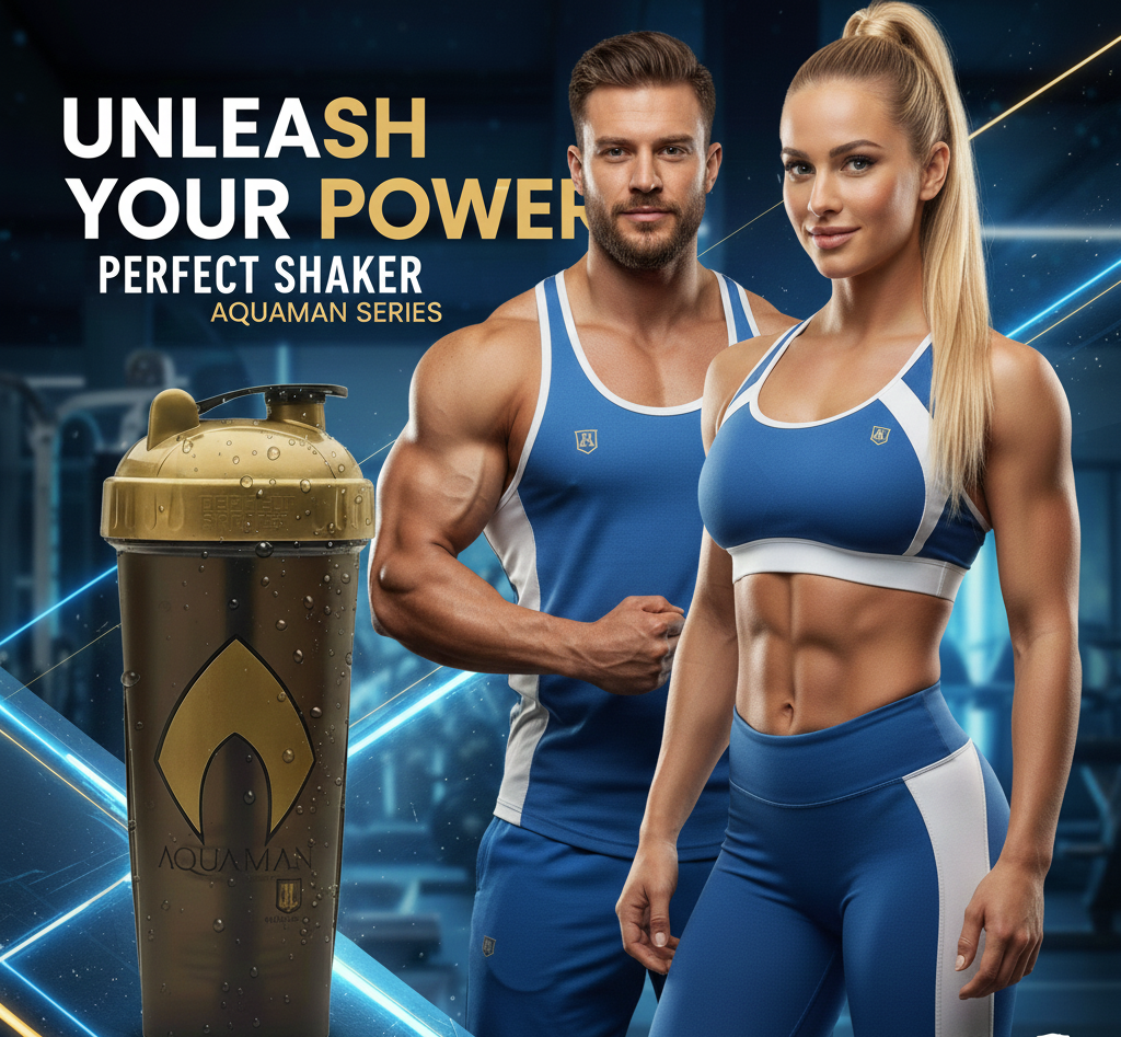 The Vitamin Company 800ml Aquaman Superhero Water Protein Shaker Gym & Sports Bottle