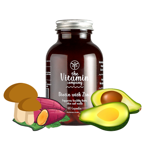 Biotin with zinc capsules for healthy hair, nails and skin